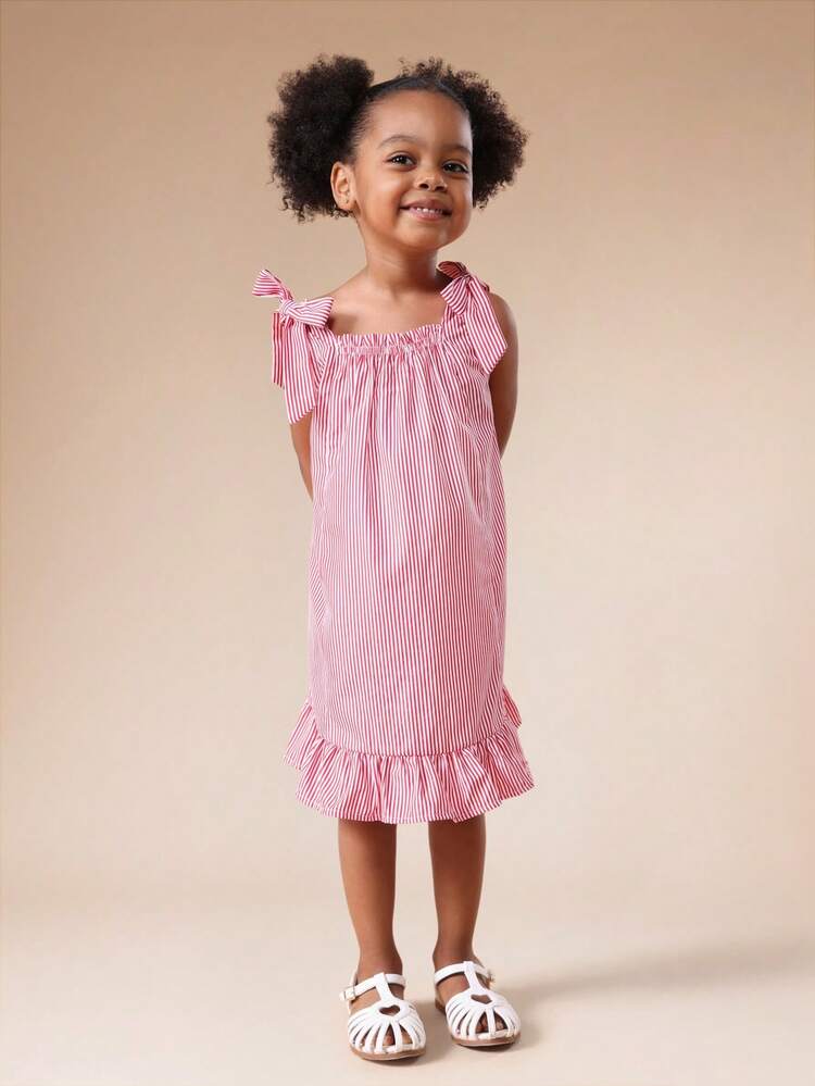 フリル裾のストライプホルタードレス