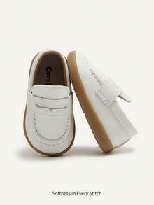 Cozy Pixies 1双新款女童白色时尚英伦风平底便鞋，适合日常外出、朋友聚会和旅行穿着 - 白色 - 查看 1