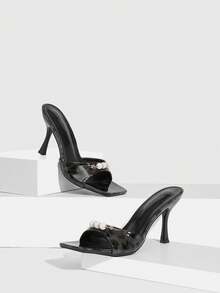 CUCCOO SZL Sandalias de tacón alto versátiles y de moda para mujer, para uso al aire libre, verano para Navidad - Leopardo Negro 2 - Ver 6