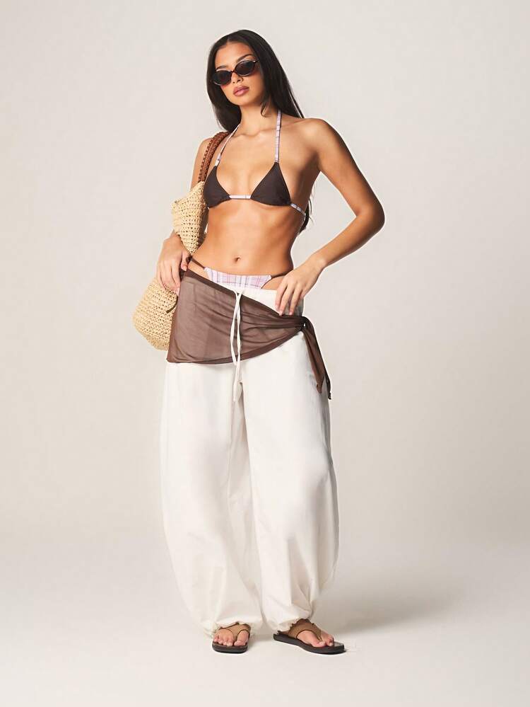 MISSGUIDED Lightweight Wide Leg Palazzo Pants With Elastic Waistband For Casual Summer Vacation Wear