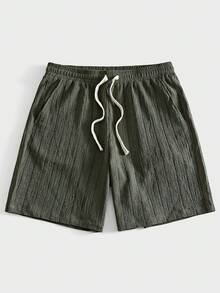 VIVINTIMO Men's Drawstring Waist Pockets Casual Loose Shorts - Dark Green - View 6