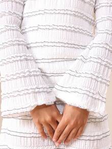 SUMWON Tiered Textured Long Sleeve Mini Dress With Back Keyhole Cutout For Tween Girls Fall Winter Occasions Casual - White - View 5