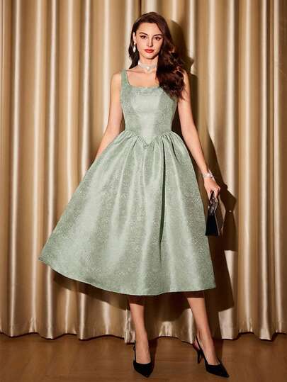 Vintamour 复古优雅女士连衣裙，带口袋，提花面料，适合派对/节日穿着，长款连衣裙，冬季女装，冬季连衣裙，万圣节服装，圣诞节服装，圣诞节套装，圣诞女装，圣诞连衣裙，圣诞派对连衣裙，新年服装，新年套装，派对连衣裙，优雅派对连衣裙，优雅女士连衣裙，优雅连衣裙，女士奢华晚礼服