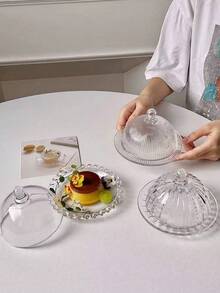 1个简约透明玻璃蛋糕展示架，甜点盘托盘盖，适用于饼干、水果、糕点、糖果 - 無色 - 查看 10