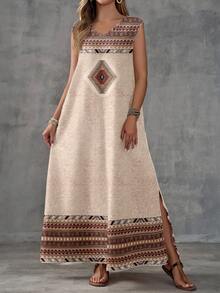 EMERY ROSE Đầm họa tiết hình học tối giản, phong cách thường ngày dành cho nữ, thích hợp cho kỳ nghỉ xuân/hè. - Nhiều màu - Xem 5