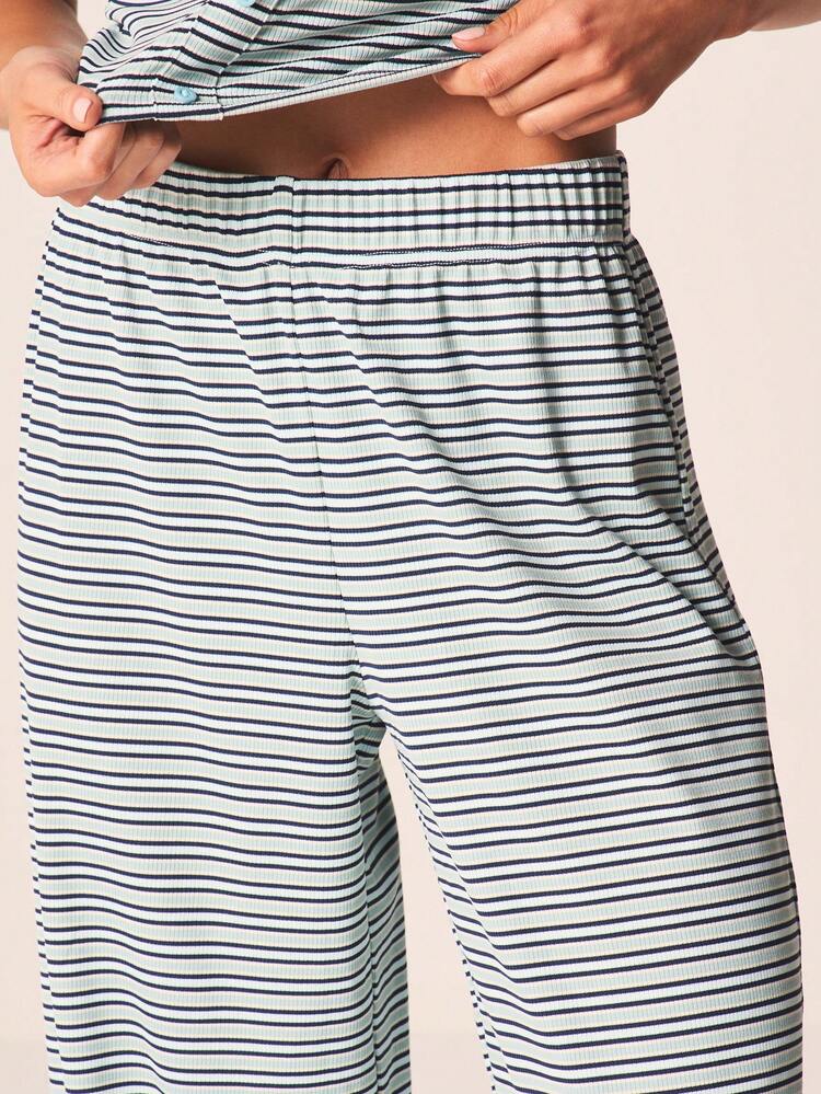 MISSGUIDED Pantaloni palazzo comodi a gamba ampia con vita alta e motivo a righe orizzontali, adatti per il tempo libero e l'uso quotidiano in primavera ed estate