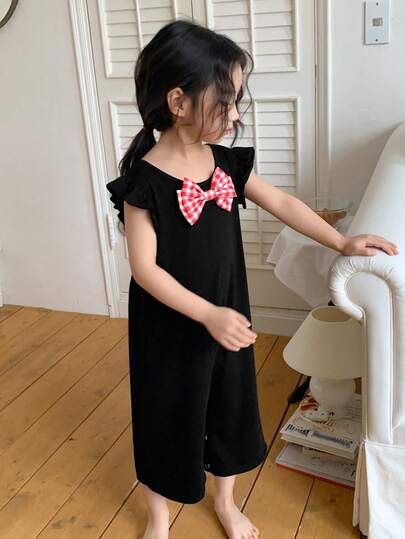 DAZY Young Girl Summer Casual Butterfly Decor Jumpsuit Loungewear