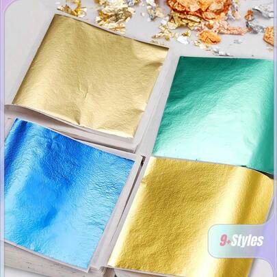 100 Stücke Nachahmung Gold Silber Folie Blatt Vergoldung DIY Kunst Handwerk Papier Geburtstag Party Hochzeit Kuchen Dekoration Harz Kerze Gips Kunst Handwerk Nageldekoration