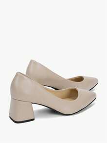 Alvarani New High Heel Pumps For Women, Spring Autumn Korean Style Pointed Toe Thick Heel Fashion Shoes - Khaki - View 6