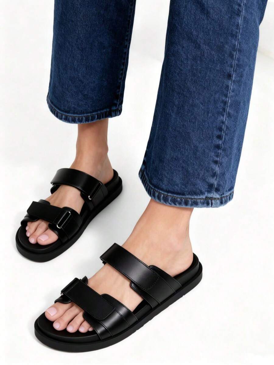 sandalia dama, sandalia con platafora - Negro - Ver 1
