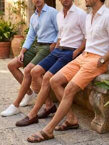 paquete de tres Bermudas lisas para hombre - paq28 - Ver 1