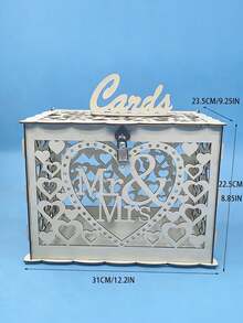 1pc Rustic Wooden Lock Wedding Card Box, Suitable For Weddings, Birthdays, Graduations - White - View 8