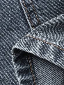 DAZY Young Girl Elastic Waist Pockets Rhinestone Embellished Loose Fit Denim Shorts - Blue - View 7