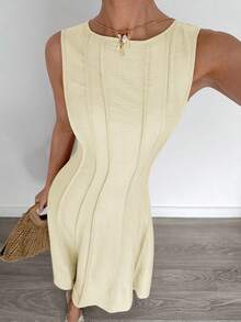 Siren Gaze New Arrival Summer Pleated Sleeveless A-Line Dress - Apricot - View 8