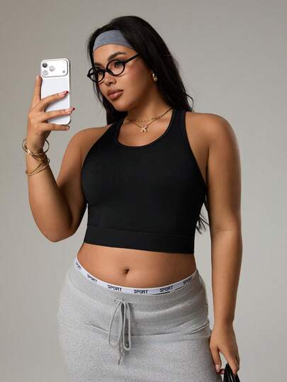 Rhythm Era Tricou sport fără mâneci, fără cusături, Eassivo, de înaltă elasticitate, pentru femei, cu model uni, cămașă ajustată