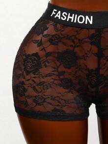 Mistrie 蕾丝边内衣套装 - 性感法式蕾丝吊带文胸 + 中腰短裤两件套，展现迷人魅力 - 黑色 - 查看 7