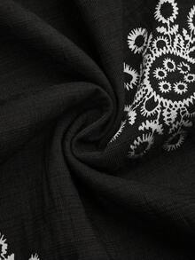 GlowEve CURVE Boho 90s Plus Size Skirt Maxi Length With Random Print And Ruffle Hem Woven Black And White Design Beach Vacation Gym Summer - Multicolor - View 5