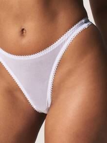 MISSGUIDED 网纱文胸内裤套装，饰有扇形花边细节，女士内衣系列，贴身内衣 - 白色 - 查看 4