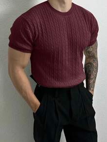 Claim Dot 两件装男士纯色圆领休闲百搭日常针织短袖上衣，暗黑学院风男装，男士纽扣针织Polo衫，针织衫，男士服装，男士针织上衣，男装在线购买 - 彩色 - 查看 7