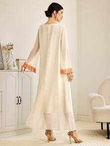 Al Najma Đầm dự tiệc dáng rộng thoải mái dành cho nữ, có họa tiết thêu. - trắng - Xem 5