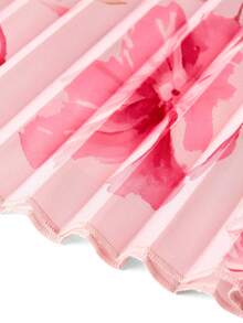 Ellevyn Romantic Elegant Waist Tie Rose Print Pleated Dress - Pink - View 3