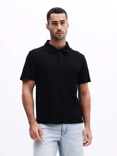 SUMWON Essentials Slim Fit Embroidered Polo Shirt Collared Short Sleeve Cotton Casual Classic Business Office Daily Wear