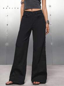 LYSMO Petite 女士镂空圆圈时尚黑色裤子 - 黑色 - 查看 4