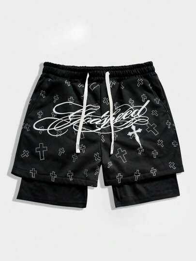 ROMWE MEN 2026 Spring, Summer, Autumn Men's Casual Fashion 2 In 1 Shorts, Spring/Summer Sports Sweatpants