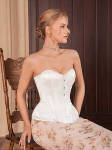 1件白色无缝鱼骨造型上衣 - 白色 - 查看 5