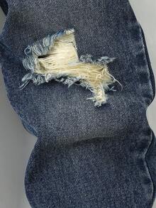 Tween Boy Pocket Distressed Tapered Casual Versatile Jeans - Dark Wash - View 8