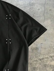 AXEPEAK Men's Minimalist Printed Round Neck Short Sleeve T-Shirt - Black - View 4