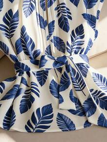 Franclia Casual Versatile Sleeveless Printed Tie-Up Blouse - Blue - View 5