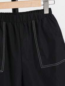 SHEIN 男童休闲舒适日常学院风韩版时尚百搭字母印花短袖Polo衫、针织上衣和口袋短裤套装，适合春夏日常穿着、运动、郊游、上学、聚会、节日、拍照、返校季等场合。 - 彩色 - 查看 5