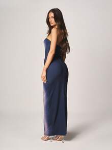 MISSGUIDED Đầm midi ôm sát không dây vai, kiểu quây ngực, lấp lánh, chuyển màu gradient, thích hợp cho các buổi tiệc tối. - Nhiều màu - Xem 2