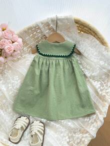 Đầm cổ Peter Pan họa tiết hoa dễ thương cho bé gái sơ sinh, thích hợp mặc đi nghỉ mát. - Nhiều màu - Xem 9