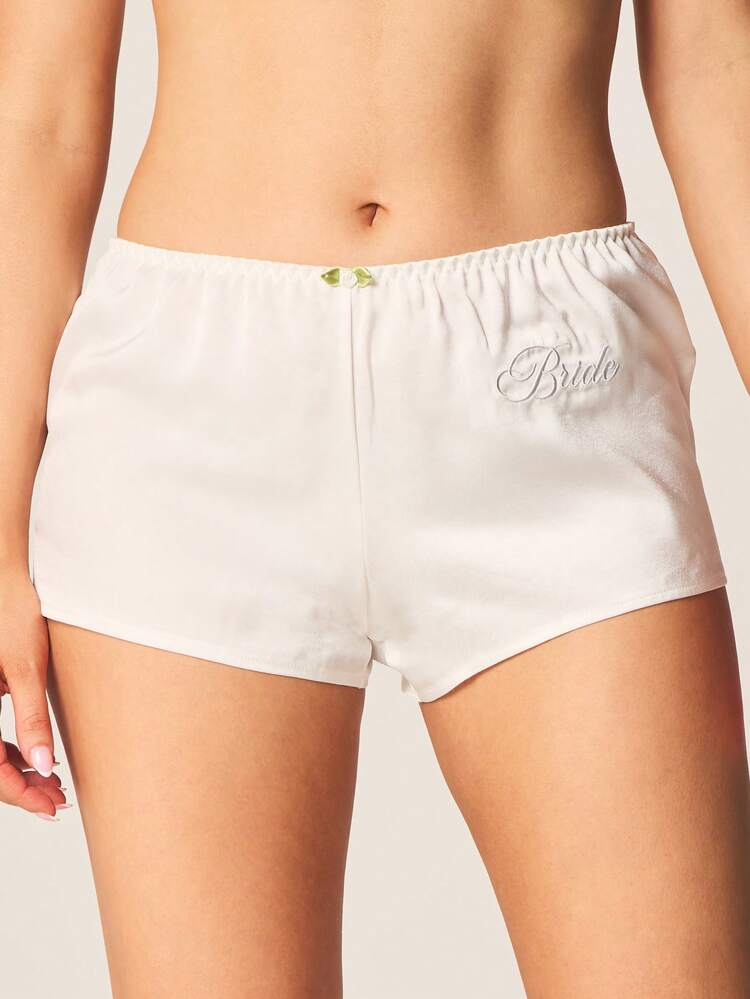 MISSGUIDED 신부 자수 새틴 보이숏 속옷 럭셔리 부드러운 웨딩 란제리 편안한 착용감 특별한 날