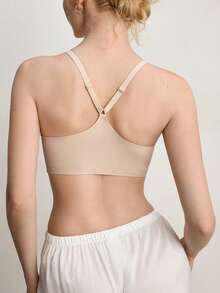 1pc Ocili Women Seamless Jelly Gel Metal Front Closure Racerback Bra - Apricot - View 2