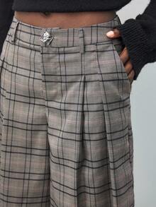 Maija 女士休闲复古格子宽松阔腿裤 - 彩色 - 查看 4