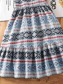 SHEIN Young Girl Woven Striped Ruffle Hem Casual Dress - Multicolor - View 8