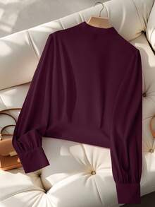 Bluhae 女士优雅通勤秋季衬衫 - 中紫紅色 - 查看 2