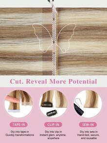 Double Invisible Glueless Remy Butterfly Weft Hair With Micro Beads Double PU Weft Hair Extensions Seamless Invisible Beaded Weft Extensions - S18/613 - View 7