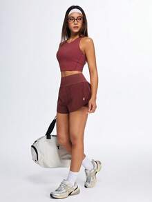 Eassivo Eassivo Women's Casual Fitness Sports Skirt Pants With Pockets, Yoga Pants, Running - Burgundy - View 7