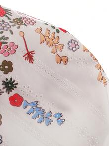 Vintaside Kids 2pcs/Set Girls Hollow Out Camisole Top And Floral Embroidered Long Pants Set - Multicolor - View 6