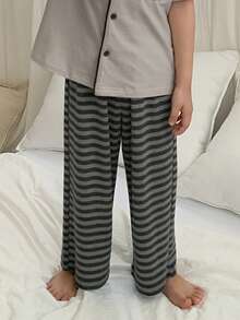 DAZY Young Boys' Contrast Trim Drop Shoulder Short Sleeve Button Front Comfortable Breathable Loungewear - Grey - View 6
