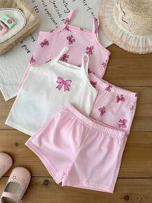 SHEIN 4PCS Baby Girls Tank Top Co-Ords - Pink - View 3
