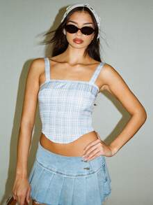 MISSGUIDED Top con corpiño a cuadros con tirantes ajustables y cremallera trasera para primavera y verano - Multicolor - Ver 1