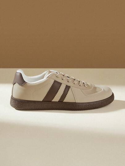 CUCCOO EASI 德迅女鞋 2026 春夏新款配色系带复古休闲运动白色鞋 圣诞节