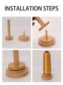 2 件装木制毛线球架 简约收纳架 旋转线轴架 收纳线材、编织配件、刺绣用品、缝纫工艺品 适用于家庭、办公室、创意工作室装饰收纳 - 彩色 - 查看 11