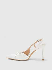 CUCCOO BIZCHIC 女士尖头细高跟鞋，性感时尚优雅踝带派对夜店高跟鞋 - 白色 - 查看 9