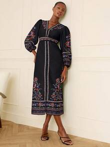 Lilora 女士优雅长款印花连衣裙 - 彩色 - 查看 6